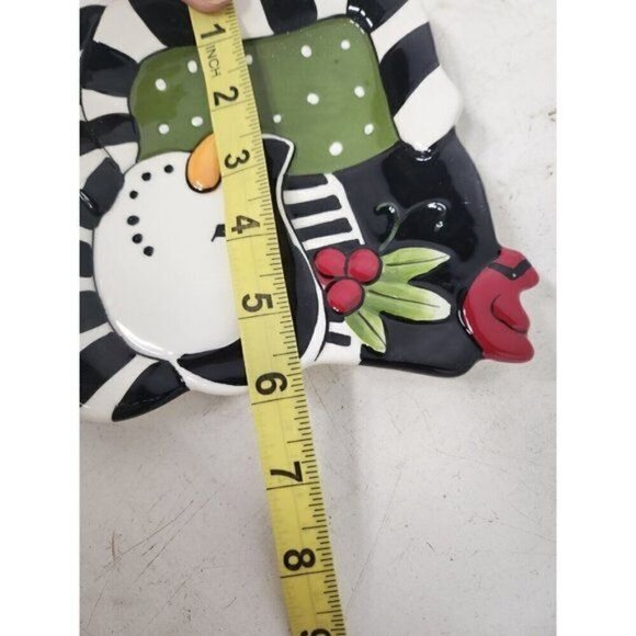 Fitz And Floyd Frosty's Frolic Snowman Square Plate Ceramic Winter Christmas 6" - Picture 5 of 6